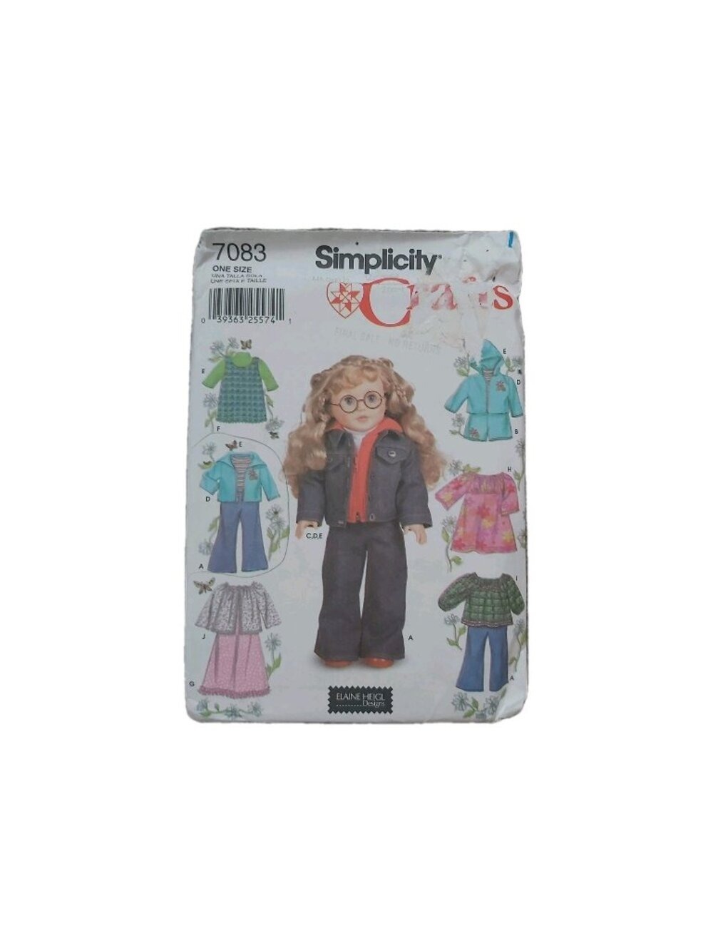 Simplicity 7083 18" Doll Clothes Wardrobe Sewing Pattern Elaine Heigl UNCUT